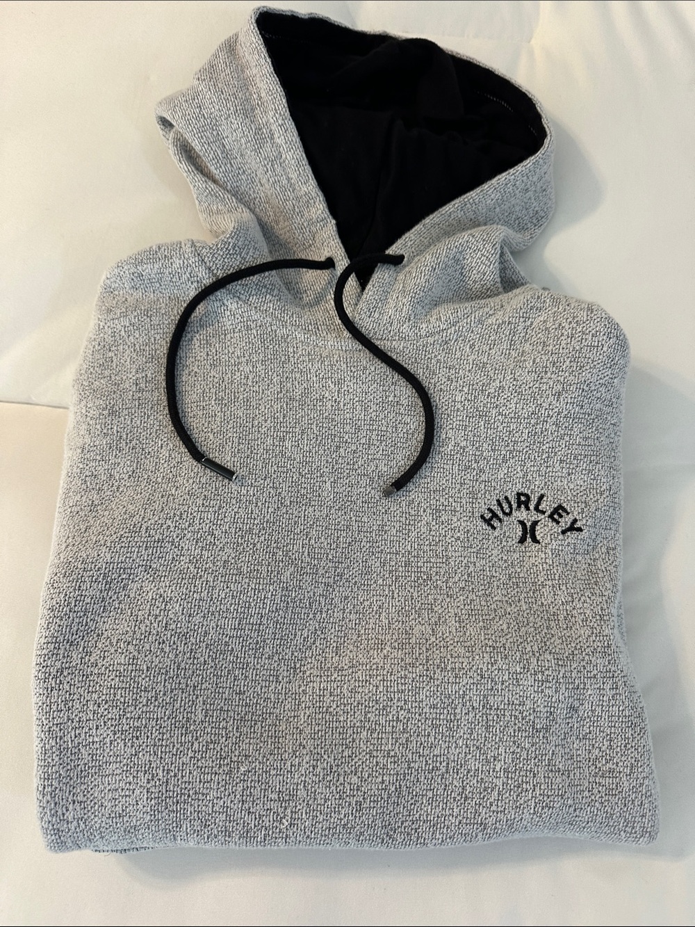 Hurley Light Gray Hoodie with Black Lining and Drawstrings